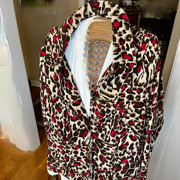 Charter Club  Jacket Corduroy  Brown Animal Print  Collar Pockets Button UP XL - Picture 10 of 10
